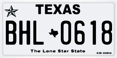 TX license plate BHL0618