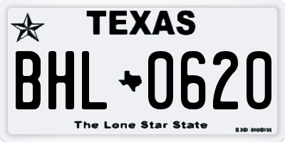 TX license plate BHL0620