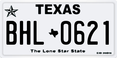 TX license plate BHL0621