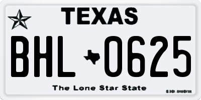 TX license plate BHL0625