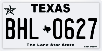 TX license plate BHL0627
