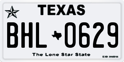 TX license plate BHL0629