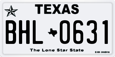 TX license plate BHL0631