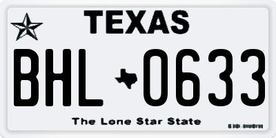 TX license plate BHL0633