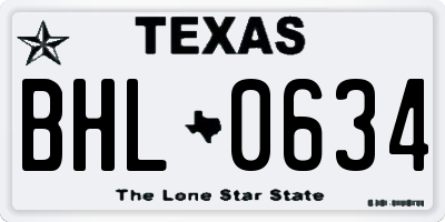 TX license plate BHL0634