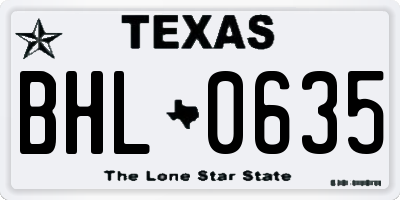 TX license plate BHL0635