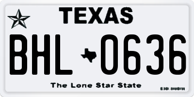 TX license plate BHL0636