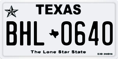 TX license plate BHL0640