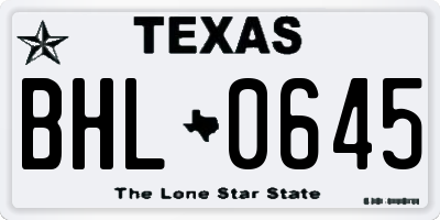 TX license plate BHL0645