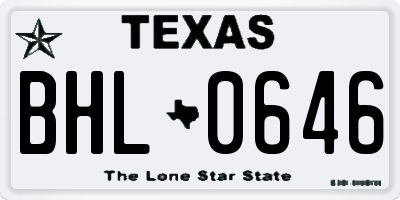 TX license plate BHL0646