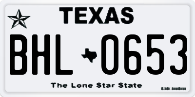 TX license plate BHL0653