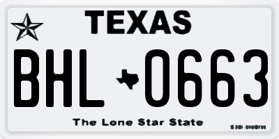 TX license plate BHL0663