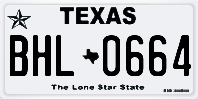 TX license plate BHL0664