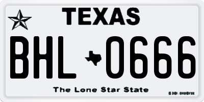 TX license plate BHL0666