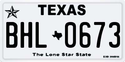 TX license plate BHL0673