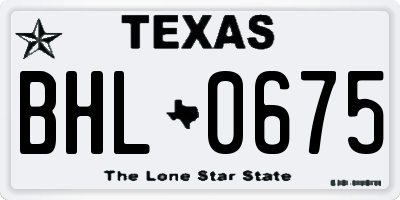 TX license plate BHL0675