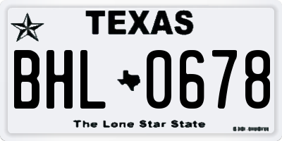 TX license plate BHL0678
