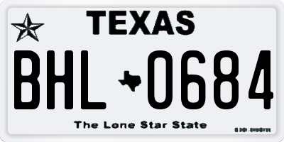 TX license plate BHL0684