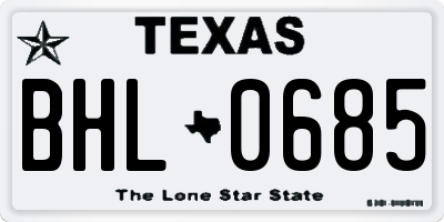 TX license plate BHL0685