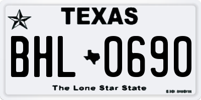 TX license plate BHL0690