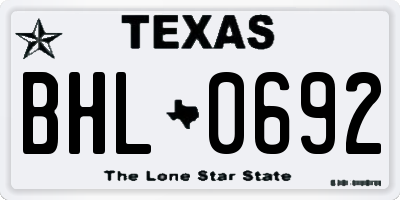 TX license plate BHL0692