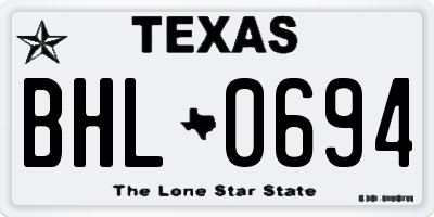 TX license plate BHL0694