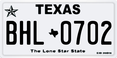 TX license plate BHL0702