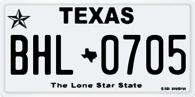 TX license plate BHL0705