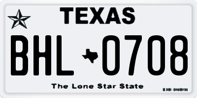 TX license plate BHL0708