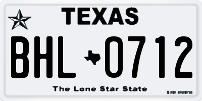 TX license plate BHL0712