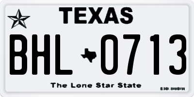 TX license plate BHL0713