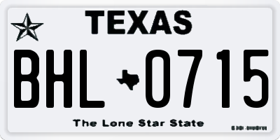 TX license plate BHL0715