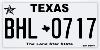 TX license plate BHL0717