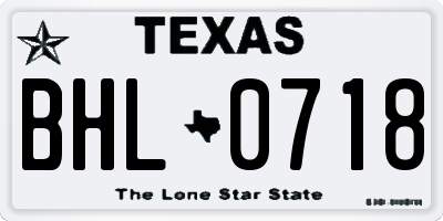TX license plate BHL0718