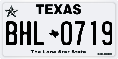 TX license plate BHL0719