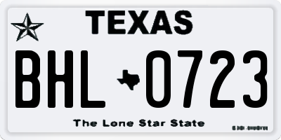 TX license plate BHL0723