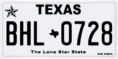 TX license plate BHL0728