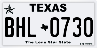 TX license plate BHL0730