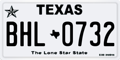 TX license plate BHL0732