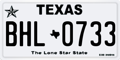 TX license plate BHL0733