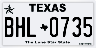 TX license plate BHL0735