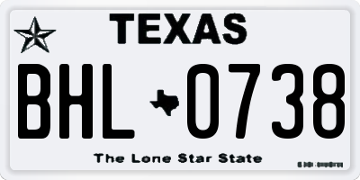 TX license plate BHL0738