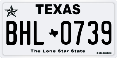 TX license plate BHL0739