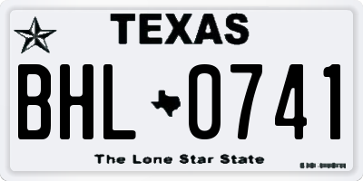TX license plate BHL0741