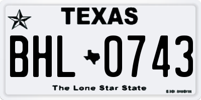 TX license plate BHL0743
