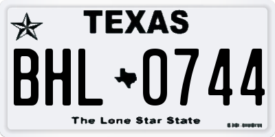 TX license plate BHL0744