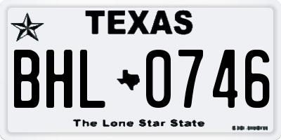 TX license plate BHL0746