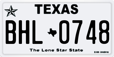 TX license plate BHL0748