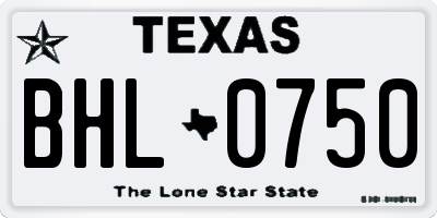 TX license plate BHL0750