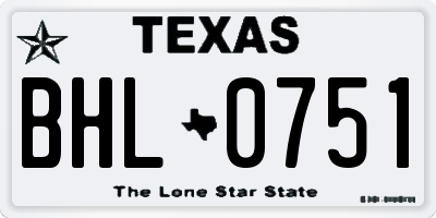 TX license plate BHL0751